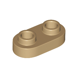 Dark Tan Plate, Round 1 x 2 with Open Studs