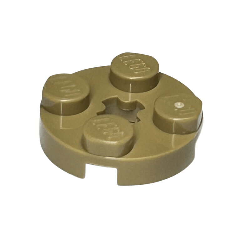 Dark Tan Plate, Round 2 x 2 with Axle Hole