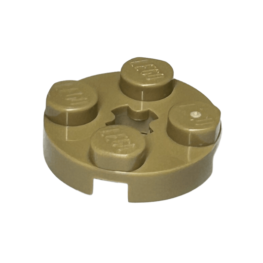 Dark Tan Plate, Round 2 x 2 with Axle Hole
