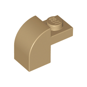 Dark Tan Slope, Curved 2 x 1 x 1 1/3 with Recessed Stud
