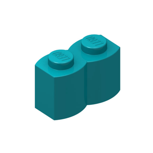 Dark Turquoise Brick, Modified 1 x 2 with Log Profile