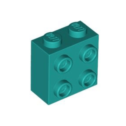Dark Turquoise Brick, Modified 1 x 2 x 1 2/3 with Studs on Side