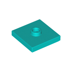 Dark Turquoise Plate, Modified 2 x 2 with Groove and 1 Stud in Center Jumper
