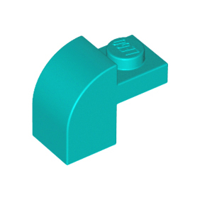 Dark Turquoise Slope, Curved 2 x 1 x 1 1/3 with Recessed Stud