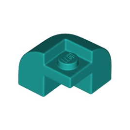Dark Turquoise Slope, Curved 2 x 2 x 1 1/3 Corner Round with Recessed Stud