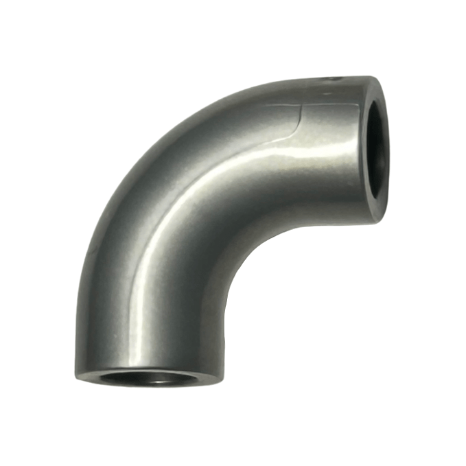 Flat Silver Brick, Round Tube 1 x 1 d. 90 degrees Elbow Macaroni - No Stud - Type 2 - Axle Hole