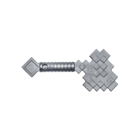 Flat Silver Minifigure, Utensil Axe, Pixelated Minecraft