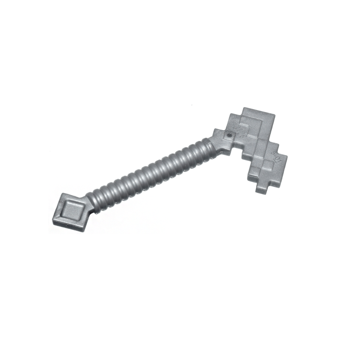 Flat Silver Minifigure, Utensil Hoe, Pixelated Minecraft