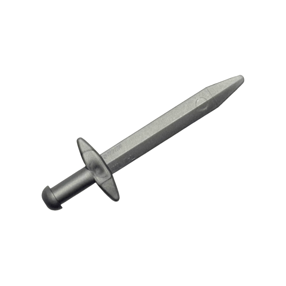 Flat Silver Minifigure, Weapon Sword, Greatsword Pointed with Thick Crossguard