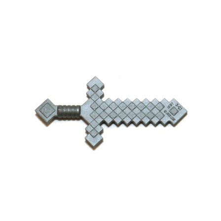 Flat Silver Minifigure, Weapon Sword Pixelated Minecraft