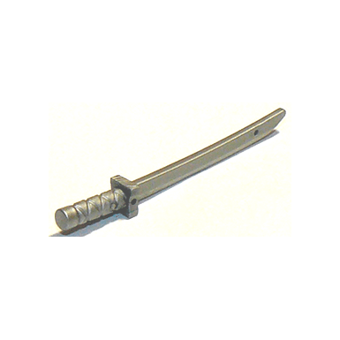 Flat Silver Minifigure, Weapon Sword, Shamshir / Katana Square Guard with Capped Pommel and Holes in Crossguard and Blade