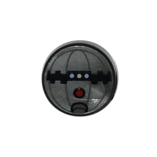 Flat Silver Tile, Round 1 x 1 with SW Thermal Detonator with Red Button Pattern