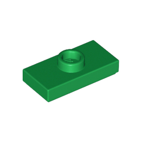 Green Plate, Modified 1 x 2 with 1 Stud with Groove and Bottom Stud Holder Jumper