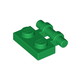 Green Plate, Modified 1 x 2 with Bar Handle on Side - Free Ends