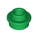Green Plate, Round 1 x 1 with Open Stud