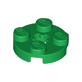 Green Plate, Round 2 x 2 with Axle Hole