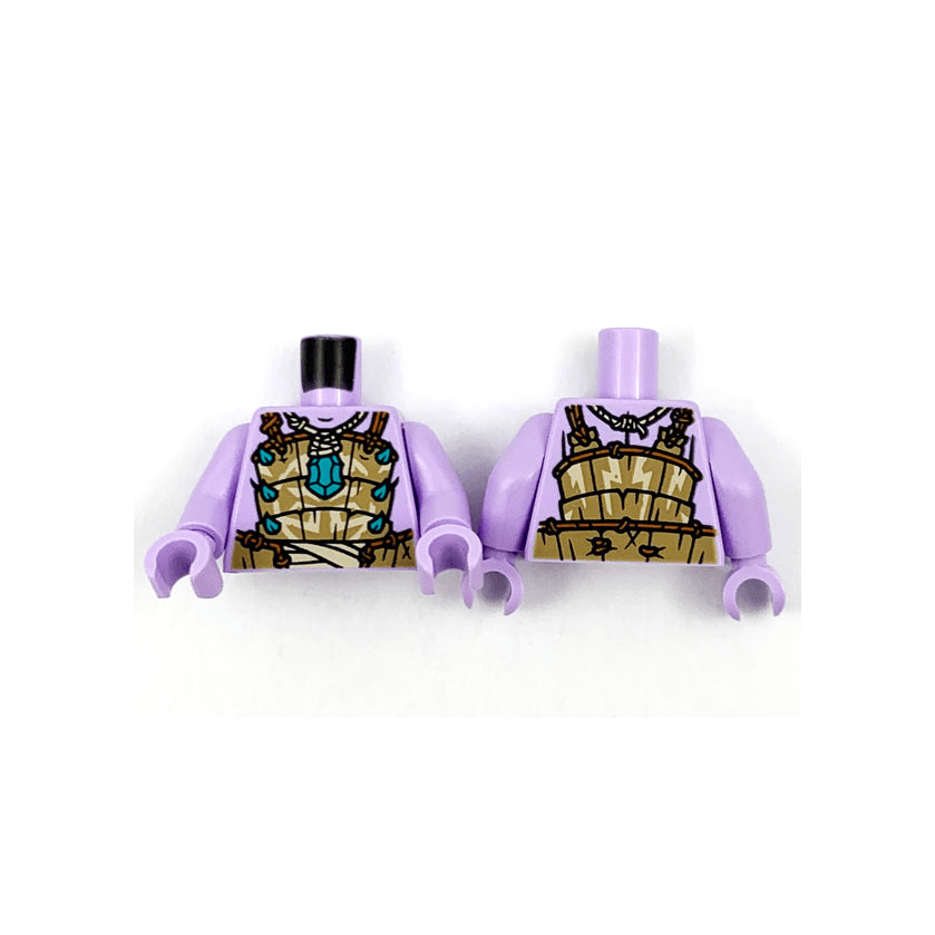 Lavender Torso Dark Tan Armor, Dark Turquoise Jewel and Spikes, Dark Orange Ropes Pattern / Lavender Arms / Lavender Hands