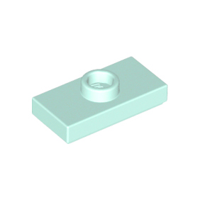 Light Aqua Plate, Modified 1 x 2 with 1 Stud with Groove and Bottom Stud Holder Jumper