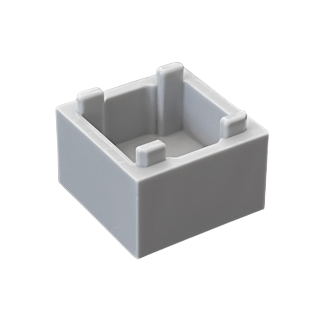 Light Bluish Gray Container, Box 2 x 2 x 1 - Top Opening with Raised Inner Bottom