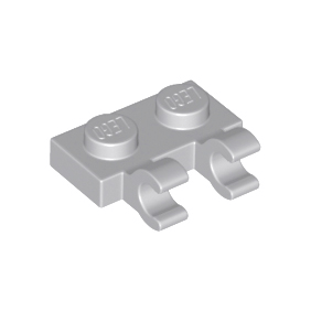 Light Bluish Gray Plate, Modified 1 x 2 with 2 Open O Clips Horizontal Grip