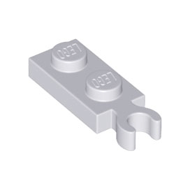 Light Bluish Gray Plate, Modified 1 x 2 with Clip on End Vertical Grip