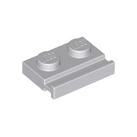 Light Bluish Gray Plate, Modified 1 x 2 with Door Rail