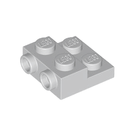 Light Bluish Gray Plate, Modified 2 x 2 x 2/3 with 2 Studs on Side - Hollow Bottom Tube