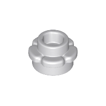 Light Bluish Gray Plate, Round 1 x 1 with Flower Edge 5 Petals