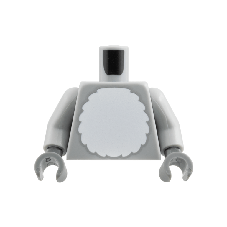 Light Bluish Gray Torso White Round Fur Belly Pattern / Light Bluish Gray Arms / Dark Bluish Gray Hands
