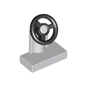 Light Bluish Gray Vehicle, Steering Stand 1 x 2 with Black Steering Wheel