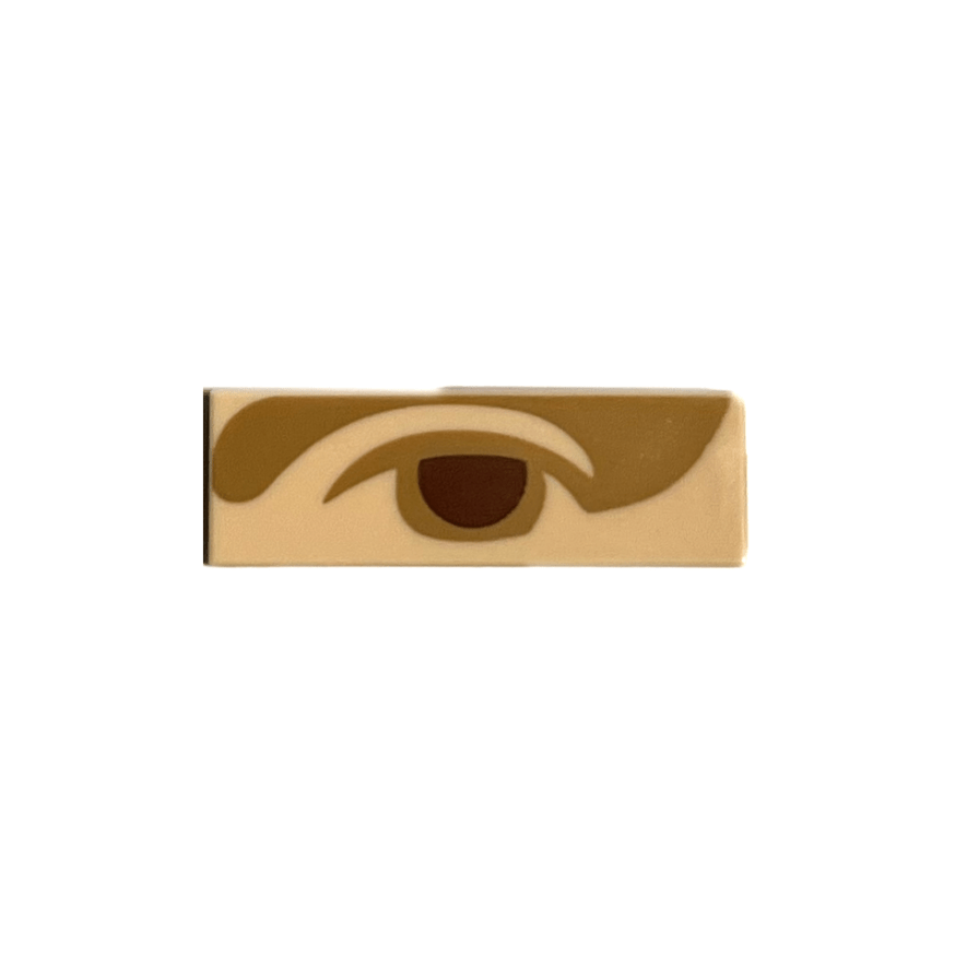 Light Nougat Tile 1 x 3 with Reddish Brown Left Eye with Medium Nougat Eyelid and Shadow Pattern Mona Lisa