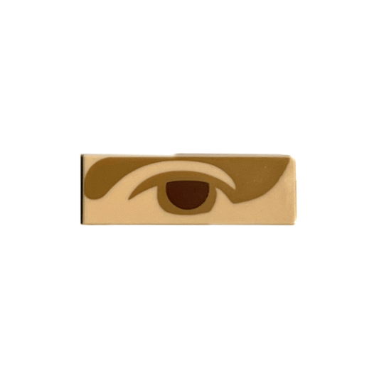 Light Nougat Tile 1 x 3 with Reddish Brown Left Eye with Medium Nougat Eyelid and Shadow Pattern Mona Lisa