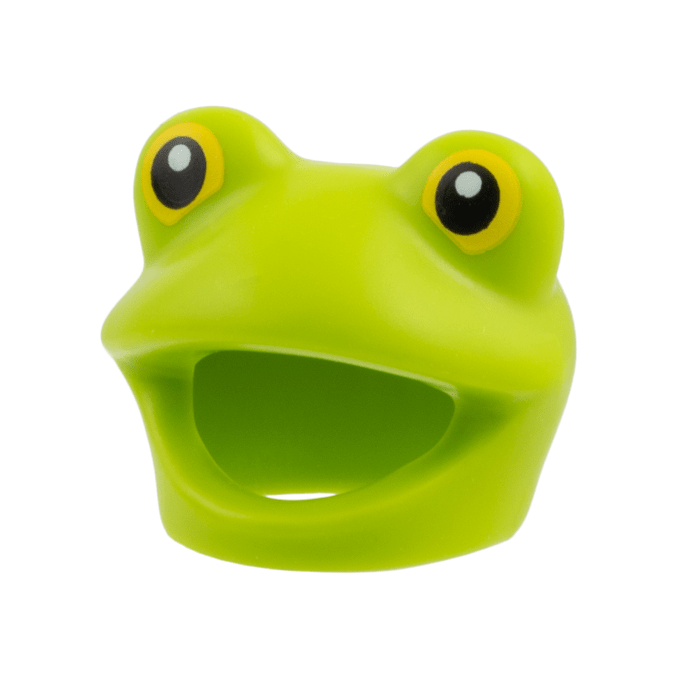 Lime Minifigure, Headgear Head Cover, Costume Frog with Yellow Eyes, Black Pupils Pattern