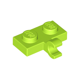 Lime Plate, Modified 1 x 2 with Clip on Side Horizontal Grip