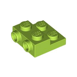 Lime Plate, Modified 2 x 2 x 2/3 with 2 Studs on Side - Hollow Bottom Tube