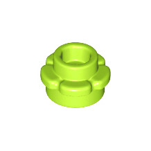 Lime Plate, Round 1 x 1 with Flower Edge 5 Petals