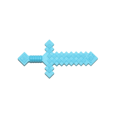 Medium Azure Minifigure, Weapon Sword Pixelated Minecraft