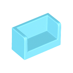 Medium Azure Panel 1 x 2 x 1 with Rounded Corners and 2 Sides