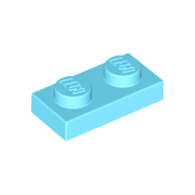 Medium Azure Plate 1 x 2