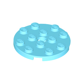 Medium Azure Plate, Round 4 x 4 with Hole