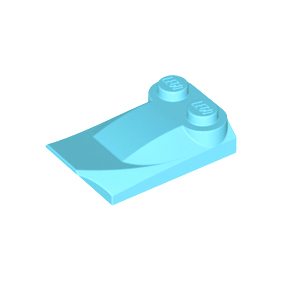 Medium Azure Slope, Curved 3 x 2 x 2/3 with 2 Studs, Wing End