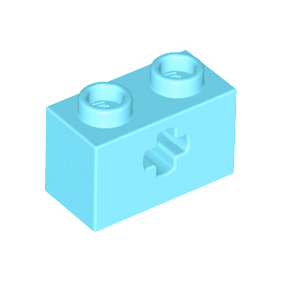 Medium Azure Technic, Brick 1 x 2 with Axle Hole