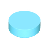 Medium Azure Tile, Round 1 x 1