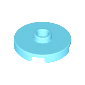 Medium Azure Tile, Round 2 x 2 with Open Stud