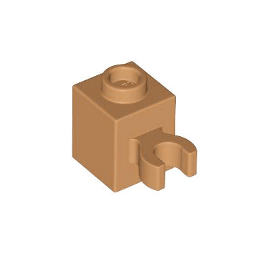 Medium Nougat Brick, Modified 1 x 1 with Open O Clip Vertical Grip - Hollow Stud