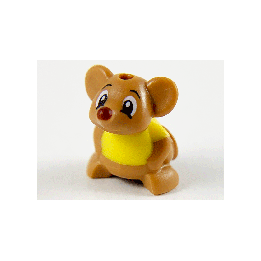 Medium Nougat Mouse, Friends Style with Molded Yellow Shirt and Printed Black Eyes and Dark Red Nose Pattern Disney Gus