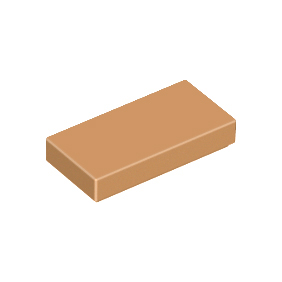 Medium Nougat Tile 1 x 2