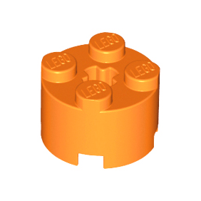 Orange Brick, Round 2 x 2 with Axle Hole