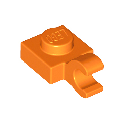 Orange Plate, Modified 1 x 1 with Open O Clip Horizontal Grip