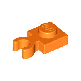 Orange Plate, Modified 1 x 1 with Open O Clip Thick Vertical Grip
